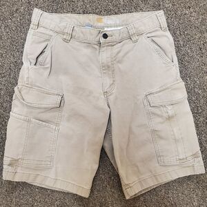 Carhartt Cargo Shorts Mens 34 Beige Relaxed Fit Cotton Utility Pockets Workwear